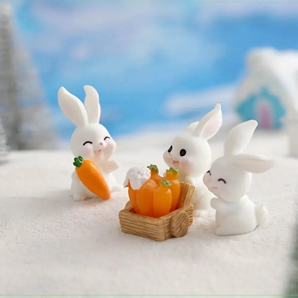 Figuren Miniatur Niedlicher Schneemann Hase Weihnachtskaninchen Mikrolandschaft Ornament Schreibtischzubehör Feengarten Heimdekoration