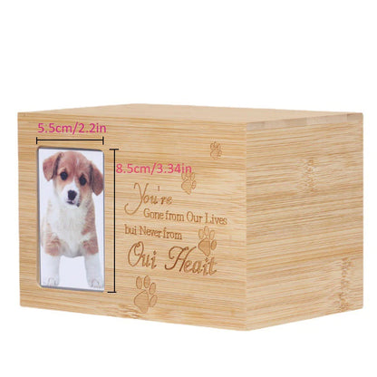 Haustier-Urnen für Hunde, Asche, elegante, geschenkbare Haustier-Gedenkbox mit Bilderrahmen, sichere Erinnerungsurne aus Holz für Haustiere