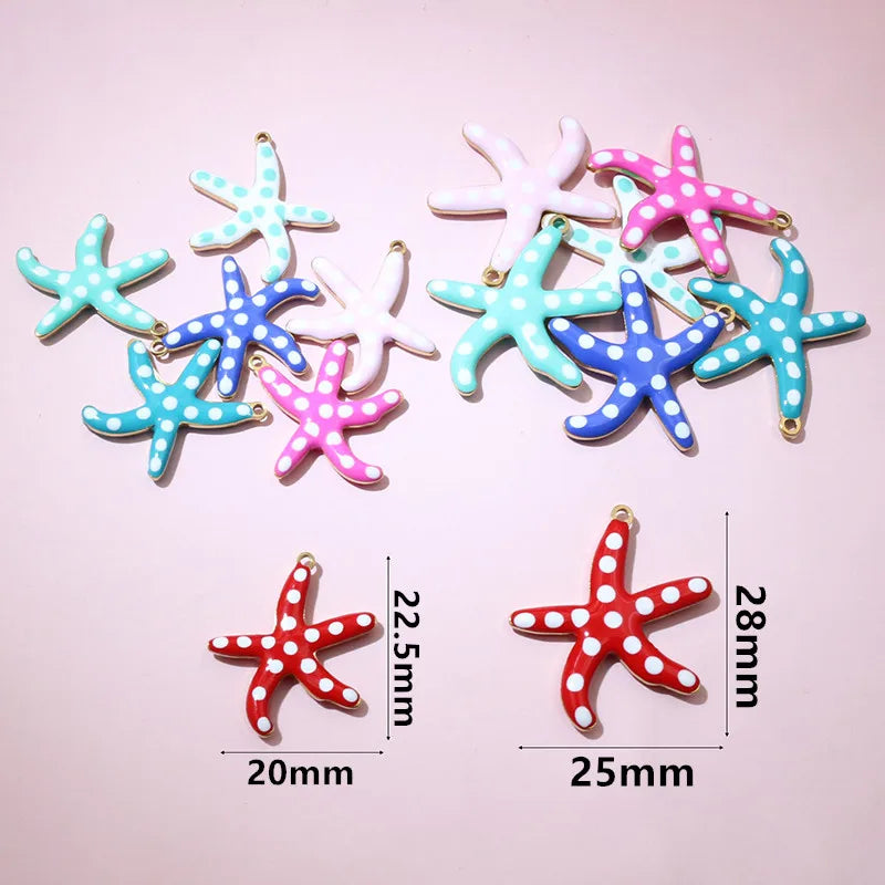 10 Stück 2 Größen Edelstahl Seestern Charms Anhänger Emaille DIY Schmuck Herstellung Zubehör Zubehör Zubehör Armband Halskette Ohrringe