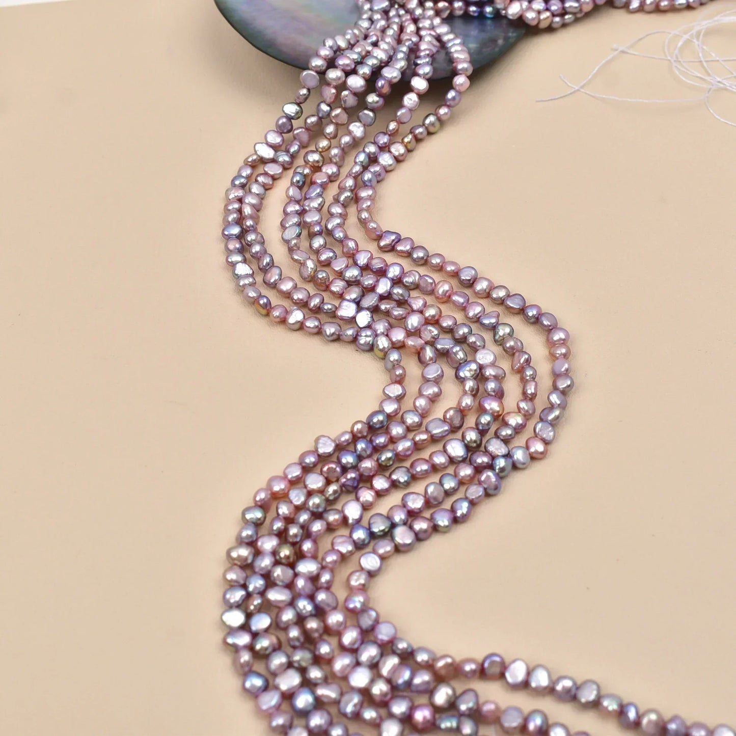 4–5 mm strahlender Spiegel-Finish-Edelstein, natürliches Süßwasser, AAA, unregelmäßige lila Perlen, Schmuck, MakeDIY-Halskette, Armband, Zubehör