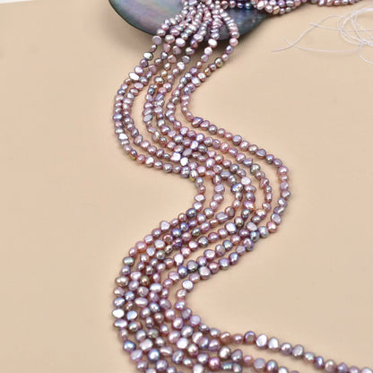 4–5 mm strahlender Spiegel-Finish-Edelstein, natürliches Süßwasser, AAA, unregelmäßige lila Perlen, Schmuck, MakeDIY-Halskette, Armband, Zubehör
