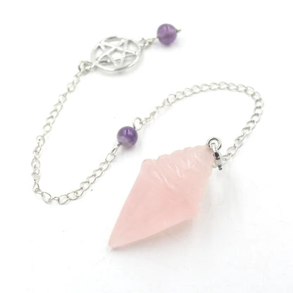 heilsteine Stupa Kristall Anhänger Pendel für Weissagung kegelform Nature del stein rosa Quarz Amethyst amethist rosenquarz obsidian tigerauge  edelsteine Fluorit Pendel edelstein  kristall anhänger amulett x238
