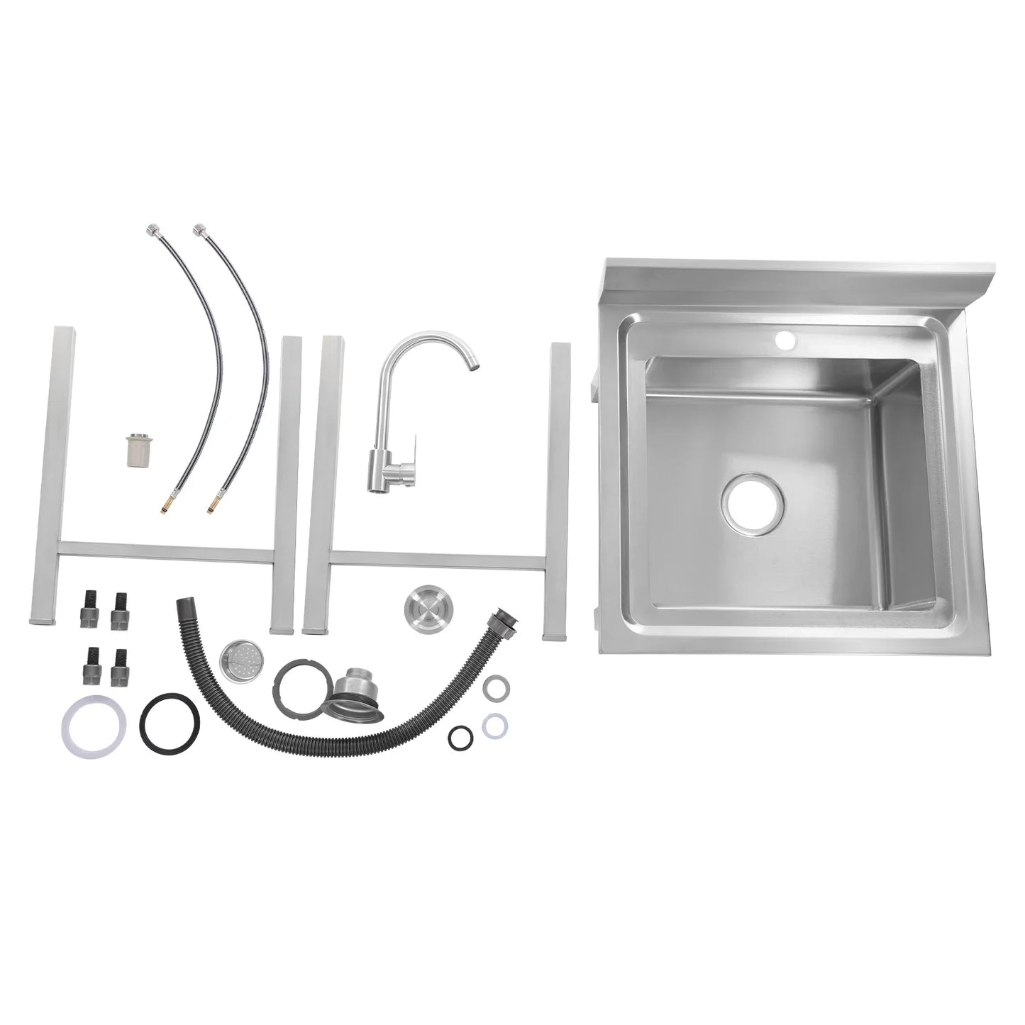 Einzelne Outdoor-Küchenspüle 93x60cm Edelstahl-Küche Camping-Küche Multifunktionales Waschbecken für Garage Garten Bar