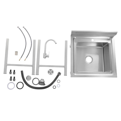 Einzelne Outdoor-Küchenspüle 93x60cm Edelstahl-Küche Camping-Küche Multifunktionales Waschbecken für Garage Garten Bar