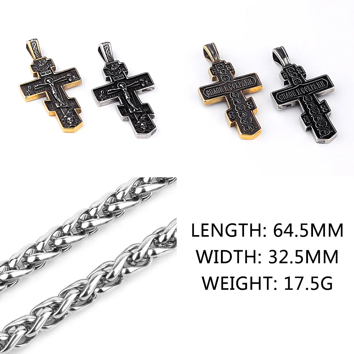 YQ 316L Edelstahl Orthodoxes Kreuz Jesus Anhänger Halskette Für Männer Schmuck Religiöse Vintage Zubehör