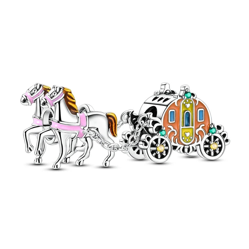 Exquisiter zweifarbiger Fahrrad-Anhänger aus 925er-Sterlingsilber mit drehenden Rädern, passend für Armbänder, schöner Schmuck, Accessoires, Geschenke
