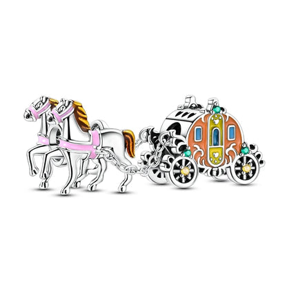 Exquisiter zweifarbiger Fahrrad-Anhänger aus 925er-Sterlingsilber mit drehenden Rädern, passend für Armbänder, schöner Schmuck, Accessoires, Geschenke