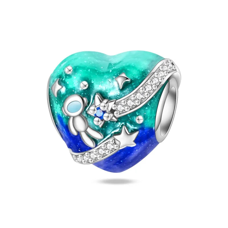 Heißer Verkauf 925er Sterlingsilber Raumschiff-Perlen und Kosmonauten-Anhänger, passend für exquisite Armbänder, schöne Schmuck-Accessoires, Geschenke