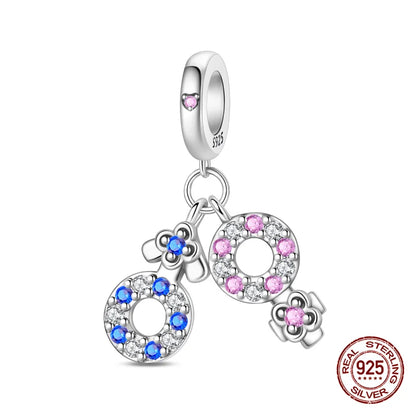 925 Sterling Silber Original Charms Perle CZ Zirkon Liebe Mama Rosa Herz Anhänger Passend für Armband DIY Damen Schmuck Geschenk für Freundin