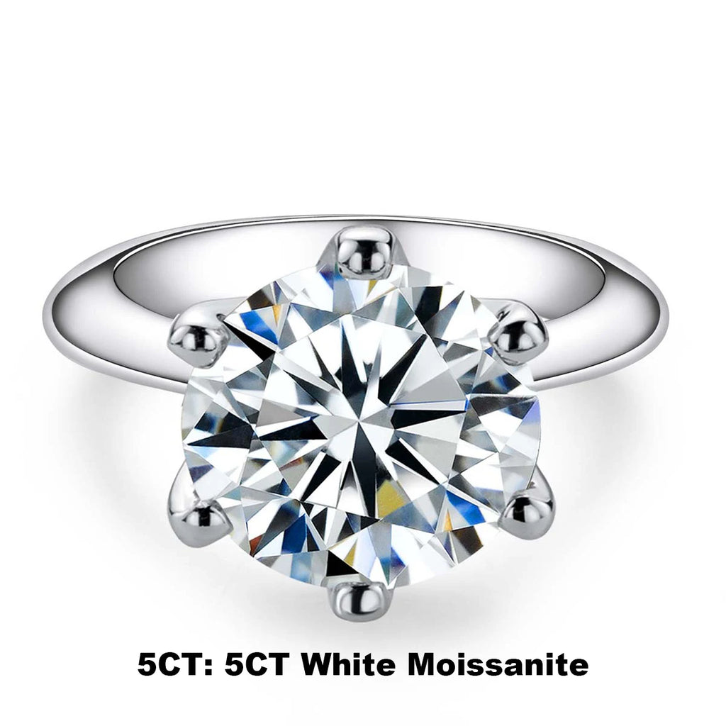 AnuJewel 1ct 2ct 3ct 5ct D Farbe Moissanit Verlobungsring für Frauen 925 Sterling Silber Vergoldet Solitär Ringe Großhandel