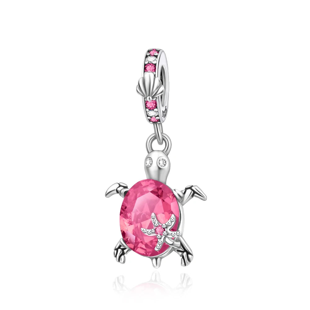 Grüner Schildkröten-Anhänger aus 925er-Sterlingsilber und blauer Schmetterling, baumelnder Charm, passend für Schlangenarmband, Boutique-Halskette, exquisite Geschenke
