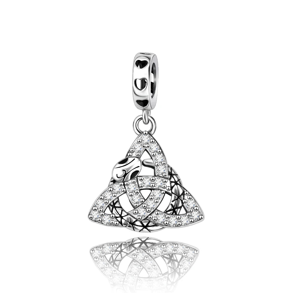Romantische Schleifenperlen aus 925er-Sterlingsilber und herzförmiger, unendlicher baumelnder Charm, passend für Armbänder, schöne Schmuck-Accessoires, Geschenke