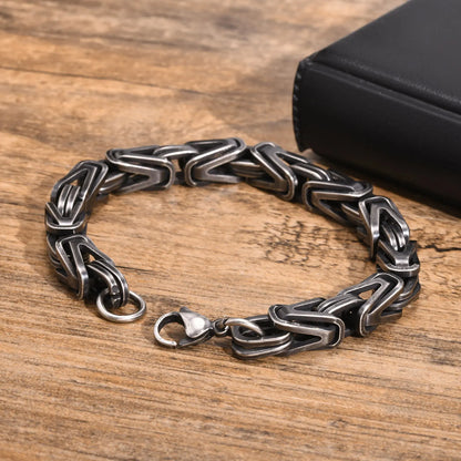 Klobige byzantinische Kettenarmbänder für Männer und Jungen, V-förmiges Edelstahl-Kettenglied-Armband, Vintage-Schmuck, Accessoires, Herrengeschenke