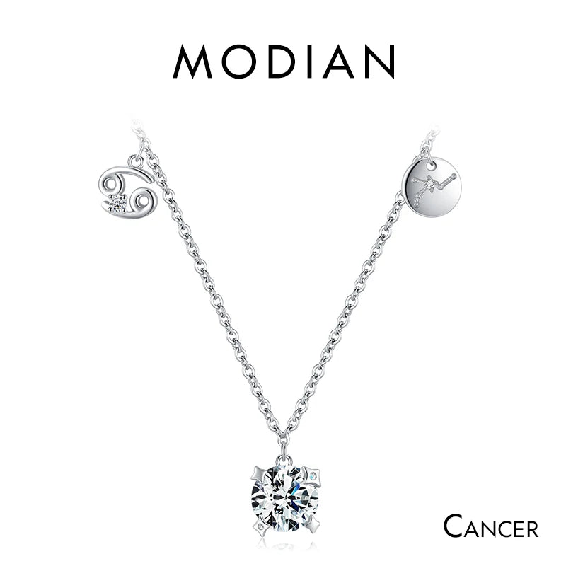 Modian 925 Sterling Silber Regenbogen Zirkonia Skorpion Geburts stein Sternzeichen Symbol Charme Anhänger Halsketten für Frauen edlen Schmuck