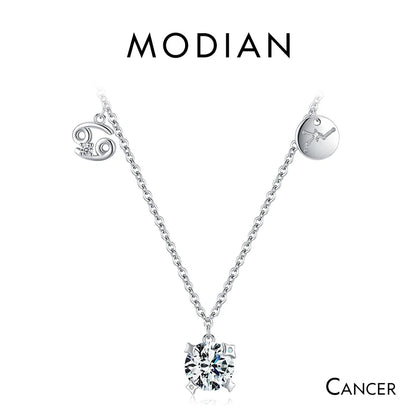 Modian 925 Sterling Silber Regenbogen Zirkonia Skorpion Geburts stein Sternzeichen Symbol Charme Anhänger Halsketten für Frauen edlen Schmuck