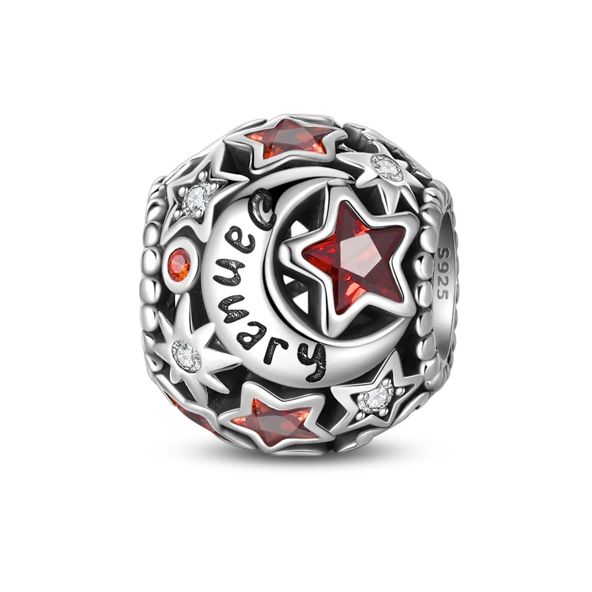 Heißer Verkauf 925er Sterlingsilber, Geburtsstein Juni, Herzperlen und Sonne und Mond, Medaillenanhänger, passend für Armband-Halskette, exquisite Geschenke