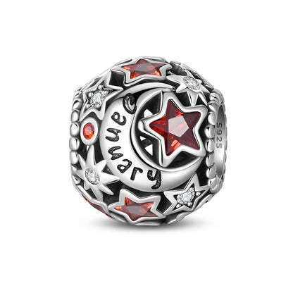 Heißer Verkauf 925er Sterlingsilber, Geburtsstein Juni, Herzperlen und Sonne und Mond, Medaillenanhänger, passend für Armband-Halskette, exquisite Geschenke