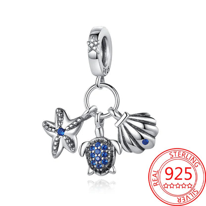 Sommer-Charm-Anhänger aus 925er-Sterlingsilber, Sea World Kingdom, Perlen für Charms, Original-Armband für Damen, Schmuckherstellung
