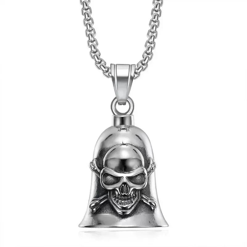 Vintage Christian Jesus Kreuz Glocke Anhänger Motorrad Glocke Halskette Punk Biker Religiöser Exorzist Glücksschmuck für Herren