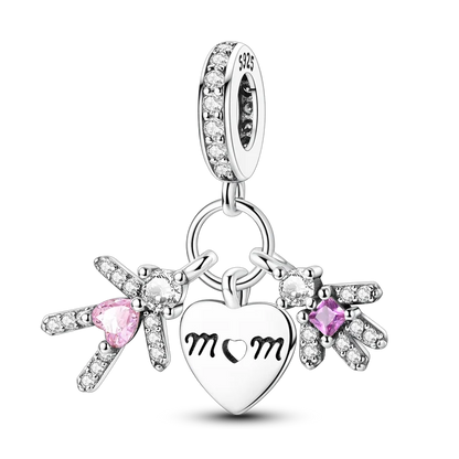 Charm-Perle aus 925er-Sterlingsilber, Mutter-Geschenk, Mutter, Liebe, glückliche Familie, baumelnd, passend für Original-Armreif, Halskette, DIY-Schmuck