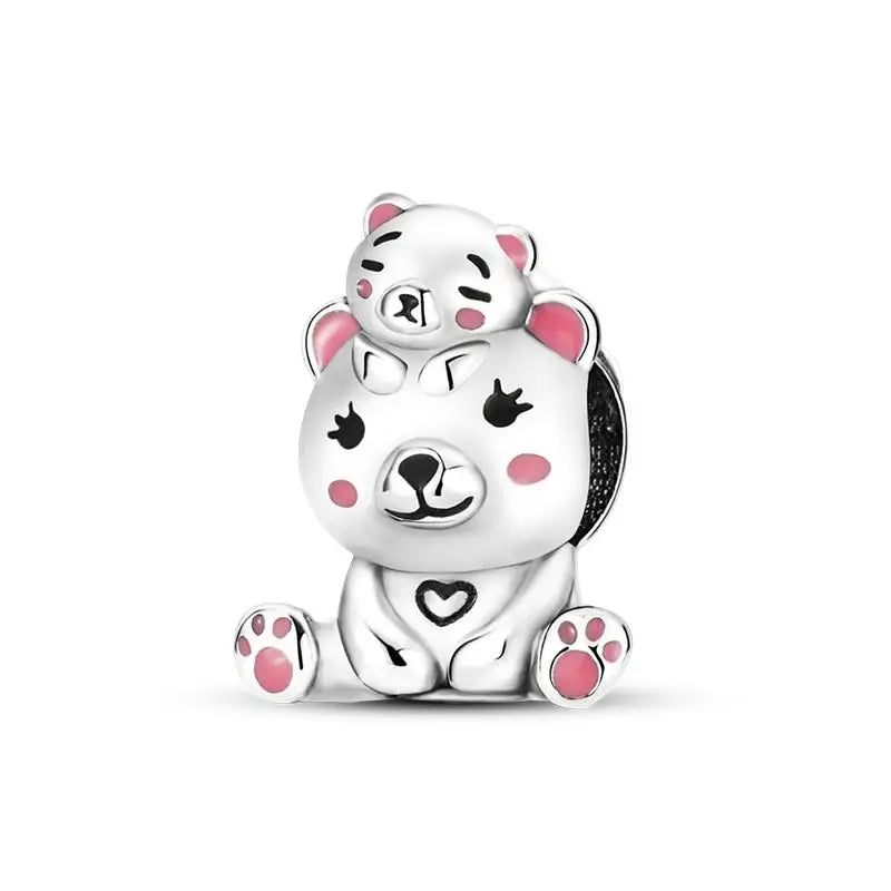 Animal Series Charms aus 925er-Sterlingsilber, Kaninchen, Katze, Pfau, Elefant, Türkei, Hund, passend für DIY-Armbänder, Halsketten, niedliche dekorative Geschenke