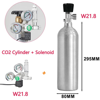 CO2-Zylinderflasche 1L mit Regler, Magnetventil, Sauerstoffgenerator für Aquarien, DIY-Blasenzähler-Steuerungssystem