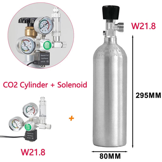 CO2-Zylinderflasche 1L mit Regler, Magnetventil, Sauerstoffgenerator für Aquarien, DIY-Blasenzähler-Steuerungssystem