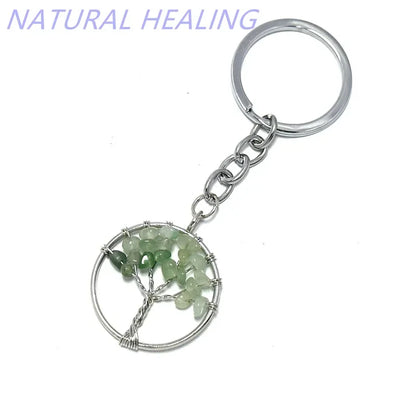 10 stücke Frauen natürlichen Chip Quarz Stein Perle 30mm Herz runden Baum des Lebens Schlüssel anhänger Lanyard Großhandel Schlüssel ringe