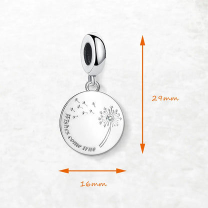 Löwenzahn wünscht sich wahr. Anhänger mit baumelndem Anhänger für Damen, edler Schmuck, trendiges Geschenk aus echtem 925er-Sterlingsilber