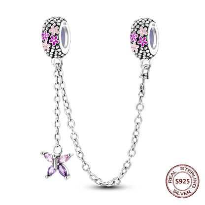 Sicherheitskette Libelle Schmetterling 925er Sterlingsilber Original Marienkäfer Kolibri Charm DIY Schmuckherstellung für Armband Armreif