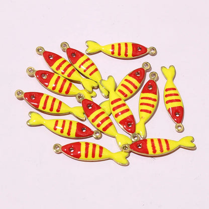20 Stück Edelstahl Emaille Fisch Charms Anhänger 18x5mm Edelstahl DIY Schmuck Herstellung Zubehör für Ohrringe Halskette
