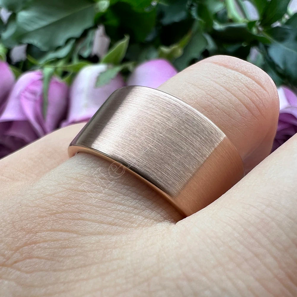 MenBand 10 mm 12 mm großer Herrenring, schwarzer Wolfram-Ehering, flaches Band und gebürstete Oberfläche, bequeme Passform