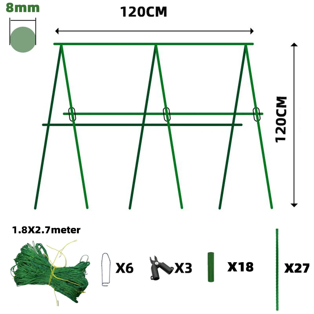 Gurkenspalier-Set, A-Rahmen für Garten-Gemüsepflanzen, wachsen, unterstützt passend für Kletterpflanzen, abnehmbar mit Netz und Clips