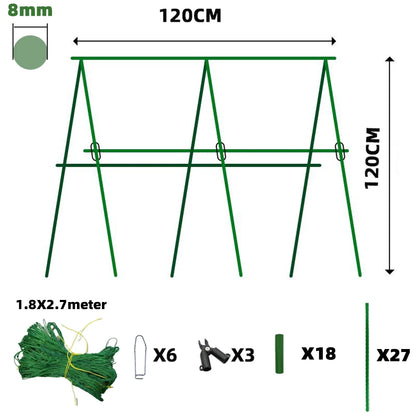 Gurkenspalier-Set, A-Rahmen für Garten-Gemüsepflanzen, wachsen, unterstützt passend für Kletterpflanzen, abnehmbar mit Netz und Clips