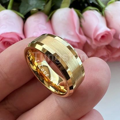 iTungsten 6mm 8mm Wolframkarbid-Fingerring für Herren und Damen, Verlobung, Ehering, Modeschmuck, I Love You, graviert, bequeme Passform