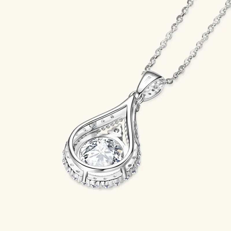OXTAO 18 Karat Weißgold Moissanit Wassertropfen Halskette Anhänger Damenschmuck Zertifiziertes 925er Sterlingsilber Jubiläumsgeschenk
