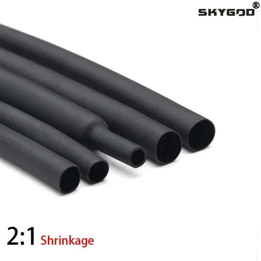 1/2/3/5 m 2:1 Schrumpfschlauch Wrap Schwarz Durchmesser 0,6 ~ 210 mm Isolierter Polyolefin-Thermoschlauch DIY Drahtreparatur Kabelschutz