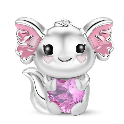 Charms aus 925er-Sterlingsilber mit Tierhantel, niedlicher rosa Hund, Perlen, passend für DIY-Armbänder, Armreifen, Geschenk von hochwertigem Schmuck