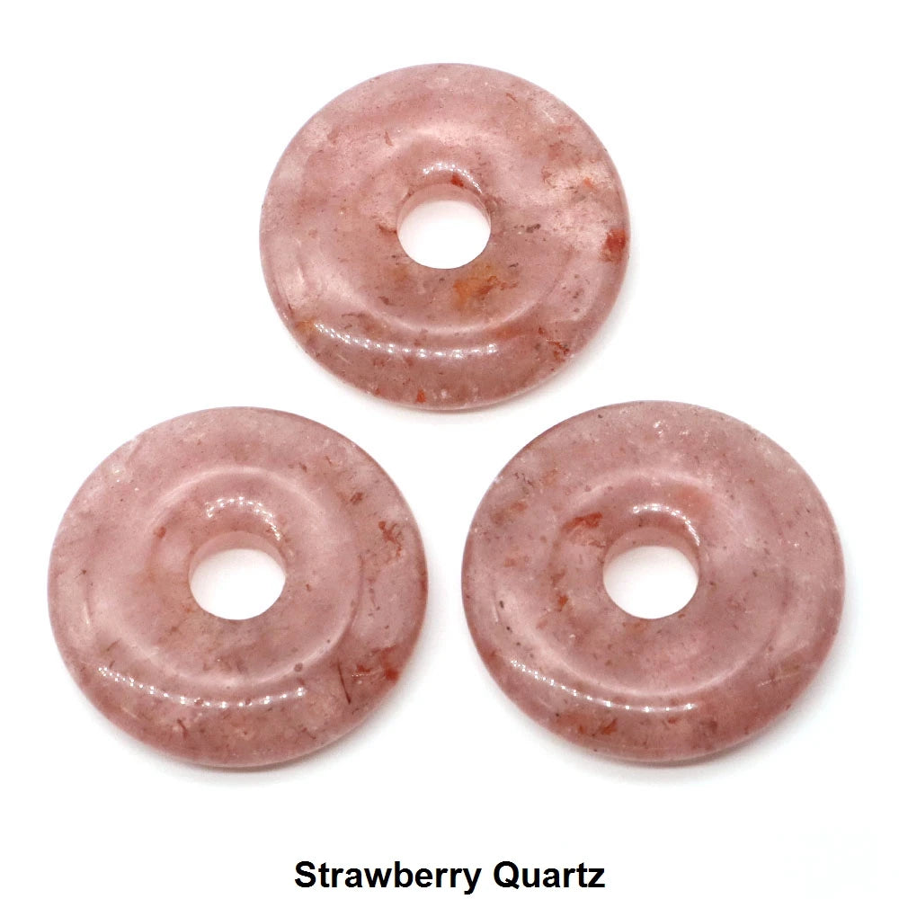 30 mm Donut-Naturstein, Heilkristall, Amethyst, Amazonit, Achat, Quarz, Edelstein für Kunsthandwerk, Zubehör, Glücksgeschenke