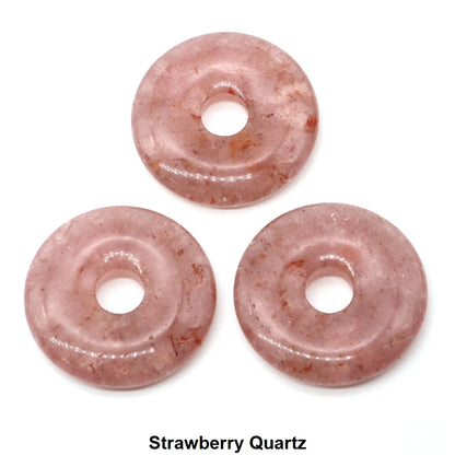 30 mm Donut-Naturstein, Heilkristall, Amethyst, Amazonit, Achat, Quarz, Edelstein für Kunsthandwerk, Zubehör, Glücksgeschenke