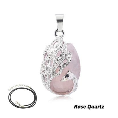 Wassertropfen Naturstein Anhänger Pfau Halskette Quarz Kristall Opal Tigerauge Halskette Anhänger für Frauen Männer Schmuck Geschenk