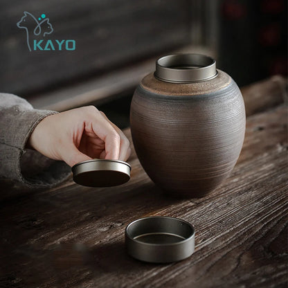 Funeral urns for dogs and cats, pet in Japanese wabisabi style in loving memory, large urn for ashes, human, customizable text