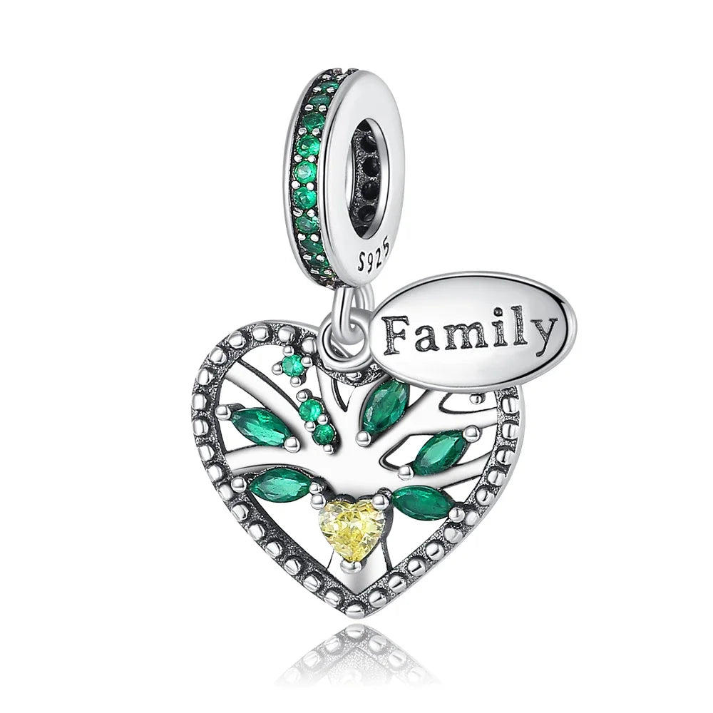 Anhänger aus 925er-Sterlingsilber, grüne Serie, Blumenbaum, Apfel-Anhänger, DIY, feine Perlen, passend für Original-Charms-Armbänder, Damenschmuck, Diy
