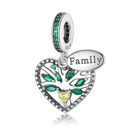 Anhänger aus 925er-Sterlingsilber, grüne Serie, Blumenbaum, Apfel-Anhänger, DIY, feine Perlen, passend für Original-Charms-Armbänder, Damenschmuck, Diy