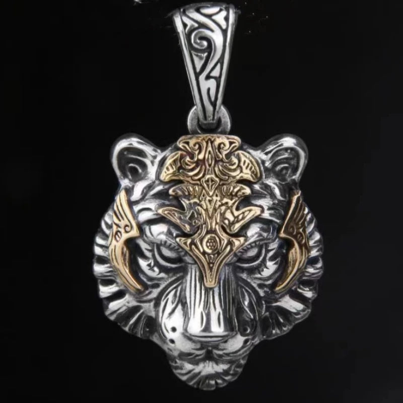 1 Stück Vintage-Halskette für Männer und Frauen, modischer Trend, Tigerkopf-Anhänger, Schmuck