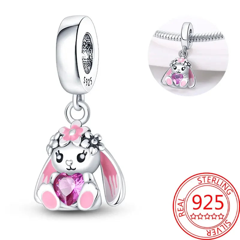 Exquisiter kleiner Affe aus 925er-Sterlingsilber, umarmender roter Herz-Anhänger, passend für Armbänder, Halsketten, Party-Paarung mit handgefertigten Geschenken