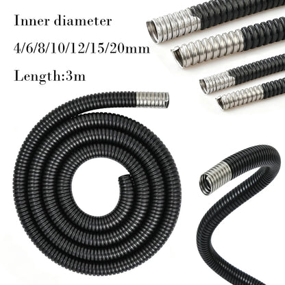 1/2 Stück wasserdichter, kunststoffbeschichteter Metallschlauch, Durchmesser 4–20 mm, gewelltes Rohr, Kabelbaumgehäuse für Kabelleitungsschutz