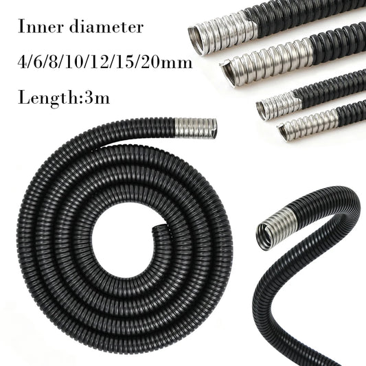 1/2 Stück wasserdichter, kunststoffbeschichteter Metallschlauch, Durchmesser 4–20 mm, gewelltes Rohr, Kabelbaumgehäuse für Kabelleitungsschutz