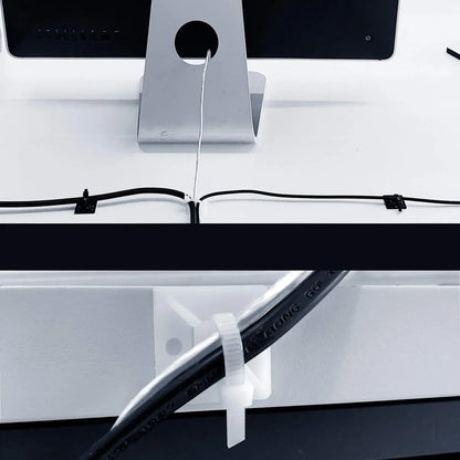 Selbstsichernder Kunststoff-Nylon-Kabelbinder + Nylon, quadratisch, 3 m, selbstklebender Draht, Reißverschluss, fester Sitzhalter, Kabelbinder-Montagebasis