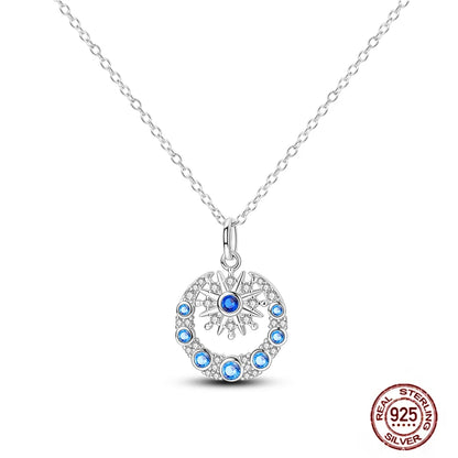 925 Sterling Silber blau Teufel Augen Palme Original Halskette Einhorn überlappen runde funkelnde Anhänger für Frauen Luxus Schmuck Geschenk